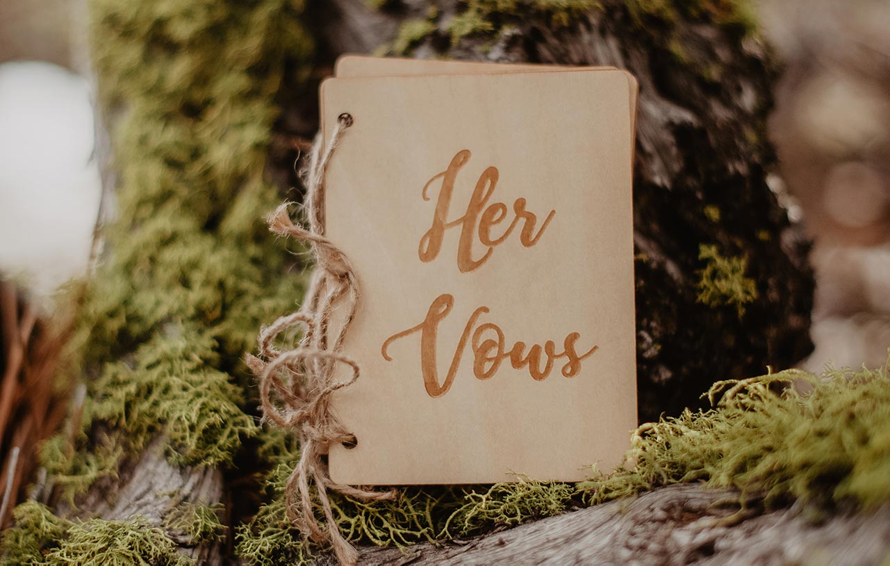 Hand-lettered Her Vows keepsake book